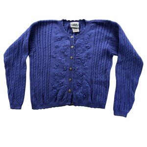 Northern Reflections Woman's Cardigan Sweater With Floral Embroidery Medium